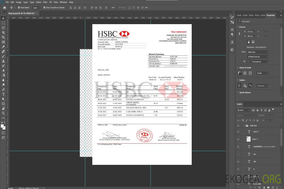 Modèle de relevé bancaire France HSBC au format .doc et .pdf template Modèle de relevé bancaire France HSBC au format .doc et .pdf template